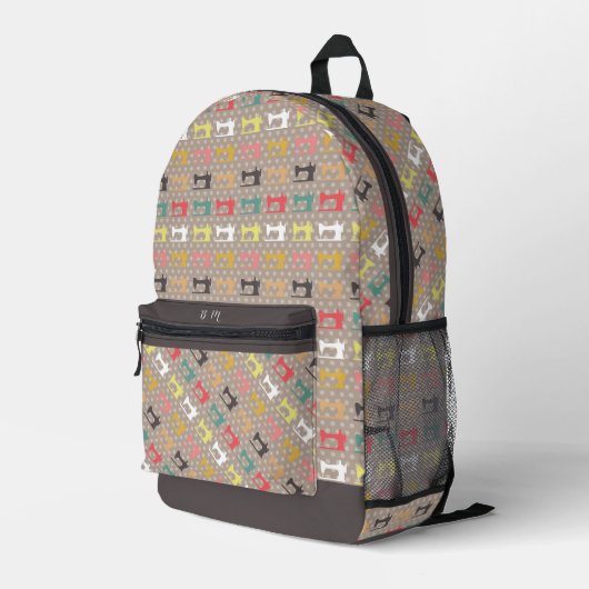 Love Sewing Brown Bedrukte Rugzak (Achterkant Hoek Rechts)
