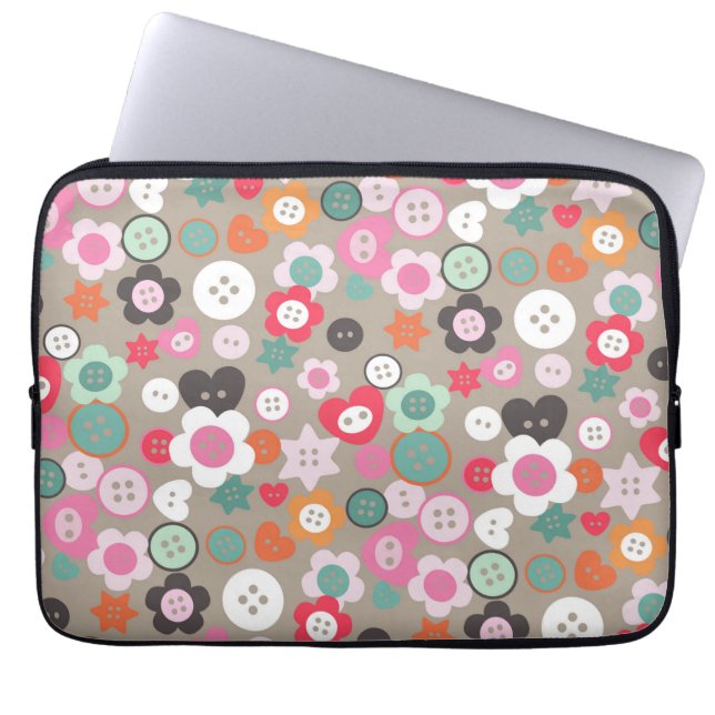 Love Sewing Buttonnen Ash Laptop Sleeve (Voorkant)