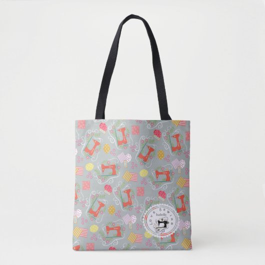 Love Sewing Machine Grey Tote Bag (Voorkant)