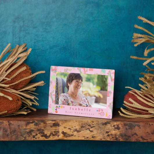 Love Sewing Machine Photo Pink Fotoplaat (Zijkant)