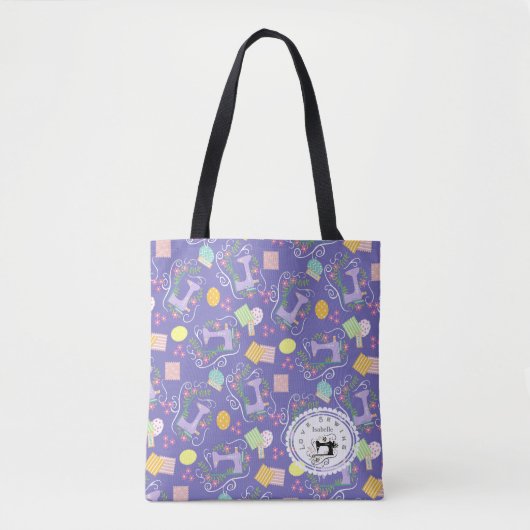 Love Sewing Machine Purple Tote Bag (Voorkant)