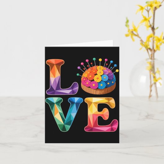 Love Sewing Quilting N Cushion Rainbow Crafter Wom Kaart (Gele Bloem)