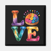 Love Sewing Quilting N Cushion Rainbow Crafter Wom Magneet (Voorkant)
