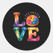 Love Sewing Quilting N Cushion Rainbow Crafter Wom Ronde Sticker (Voorkant)