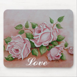 Love Shabby Chic Roos Painting Muismat