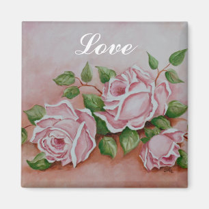 Love Shabby Chic Roze Rose Painting Magnet