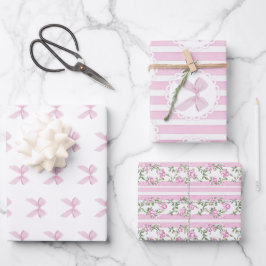 Love Shack Baby Blush Roze Coquette Strik Bloemen Inpakpapier Vel