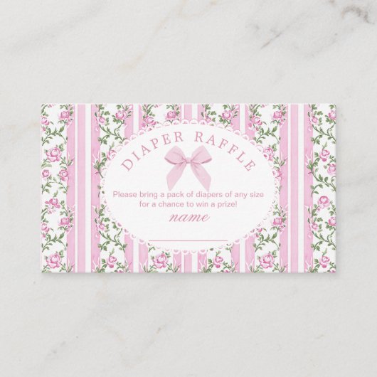 Love Shack Baby Bow Diaper raffle ticket Informatiekaartje (Voorkant)