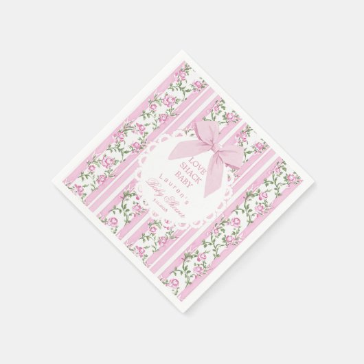 Love Shack Baby Coquette Blush Bow Baby Shower Servet (Hoek)