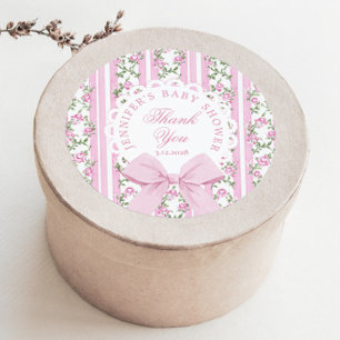 Love Shack Baby Coquette Roze Strik Bedankt Ronde Sticker