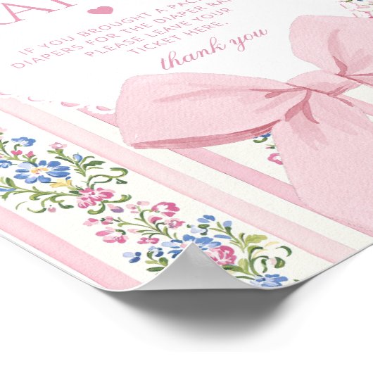 Love Shack Baby Luierverloting Coquette Bow Poster (Hoek)