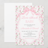  Love Shack Baby Pink Bow Baby Shower Girl Kaart (Voorkant / Achterkant)