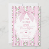 Love Shack Baby Pink Bow Coquette Baby shower Kaart (Voorkant)