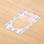 Love Shack Baby Pink Bow Floral Baby shower Acryl Uitnodigingen (Laagn)