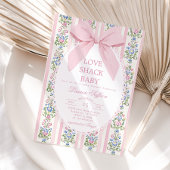Love Shack Baby Pink Bow Floral Baby shower Kaart