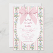 Love Shack Baby Pink Bow Floral Baby shower Kaart (Voorkant)
