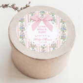 Love Shack Baby Pink Bow Roos Baby shower Ronde Sticker