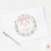 Love Shack Baby Pink Bow Roos Baby shower Ronde Sticker (Envelop)