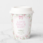 Love Shack Baby Pink Floral Baby shower Papieren Bekers (Achterkant)
