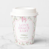 Love Shack Baby Pink Floral Baby shower Papieren Bekers (Voorkant)