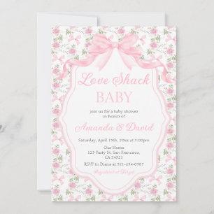 Love Shack Baby Roze Strik Baby Shower Meisje Kaart