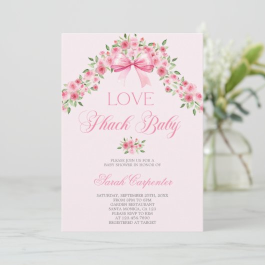 Love Shack Baby shower Girl Kaart (Staand voorkant)