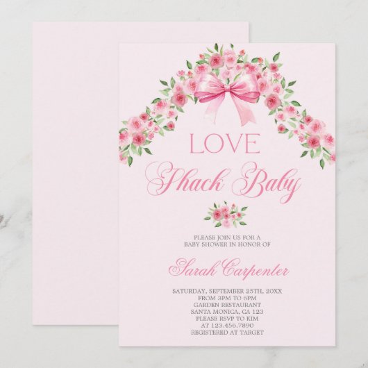 Love Shack Baby shower Girl Kaart (Voorkant / Achterkant)