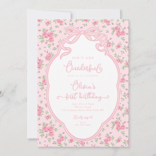 Love Shack Bow Isn't She Onederful 1st Birthday Kaart (Voorkant)