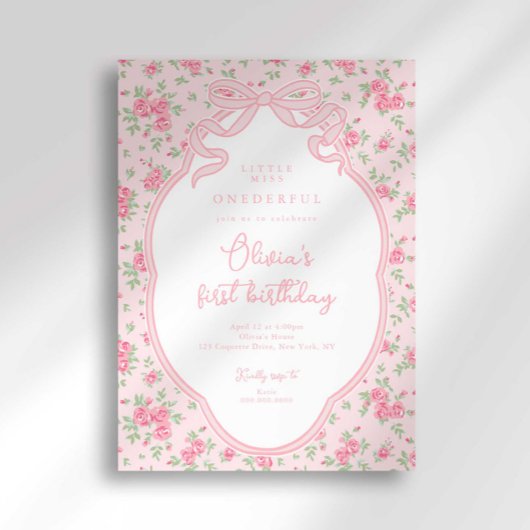 Love Shack Bow Little Miss Onederful 1st Birthday Kaart