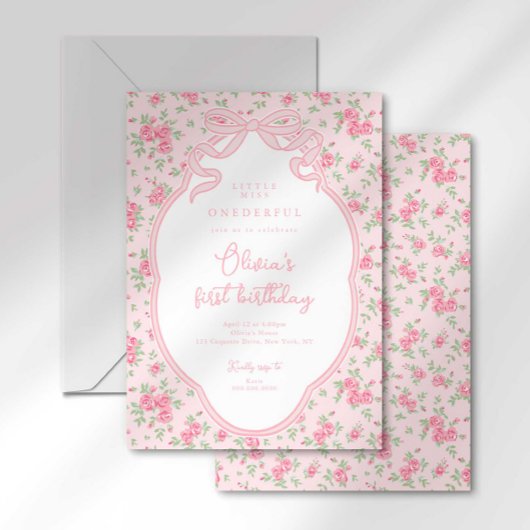 Love Shack Bow Little Miss Onederful 1st Birthday Kaart