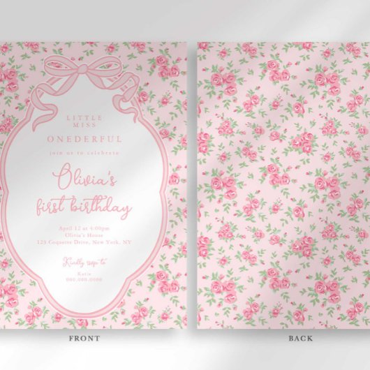 Love Shack Bow Little Miss Onederful 1st Birthday Kaart