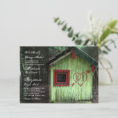 Love Shack Cabin Initialen Heart Wedding Invitatio Kaart (Staand voorkant)