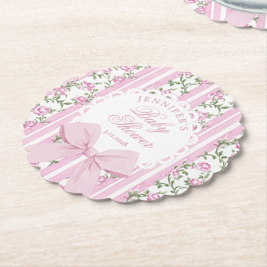 Love Shack Coquette Blush Pink Bow Baby Shower Kartonnen Onderzetters (Gekanteld)