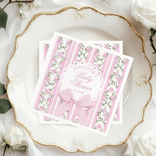 Love Shack Coquette Blush Pink Bow Baby Shower Servet