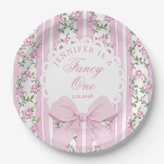 Love Shack Fancy One Coquette Bow 1st Birthday Papieren Bordje (Voorkant)