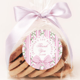 Love Shack Fancy One Floral Coquette Bow Birthday Ronde Sticker