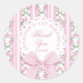 Love Shack Fancy One Floral Coquette Bow Birthday Ronde Sticker (Voorkant)