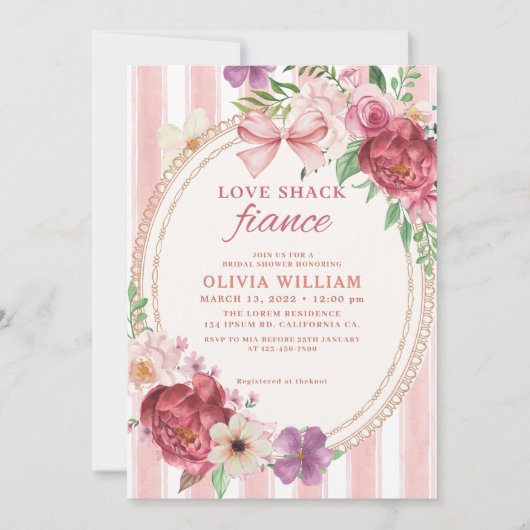 Love Shack Fancy  roze floral vrijgezellenfeest Kaart (Voorkant)