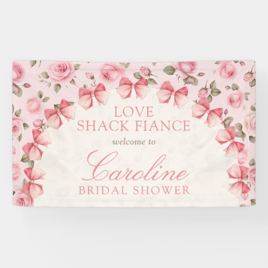 Love Shack Fiance Floral Vrijgezellenfeest Welkom Spandoek (Horizontaal)