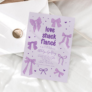Love Shack Fiance Paarse Bow Vrijgezellenfeest Kaart