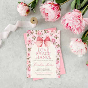 Love Shack Fiance Pink Flowers Vrijgezellenfeest Kaart