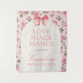 Love Shack Fiance Vrijgezellenfeest Welkomstbord Wandkleed (Voorkant)