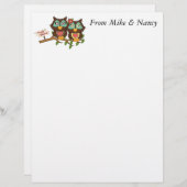 Love Shack Owls Stationery Writing Paper (Voorkant / Achterkant)