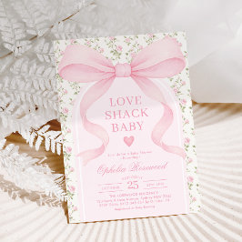 Love Shack Roses Pink Bow Girl Baby Shower Kaart