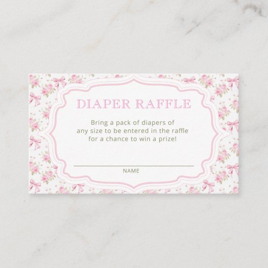 Love Shack Roze Baby shower Luier Raffle Tickets Informatiekaartje (Voorkant)