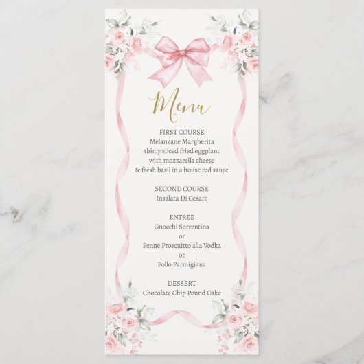 Love Shack Roze bloemenmenu Kaart (Voorkant)