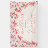 Love Shack-verloofde bloemige bruiloftsshower welk Spandoek (Verticaal)