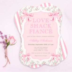 Love Shack Verloofde Roze Strik Coquette Bruidsmei Kaart