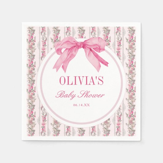 Love Shack Vintage Roze Strik Baby Shower Servet (Voorkant)