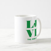 Love Shamrock Clover Irish Custom Text Groen Wit Koffiemok (Voorkant rechts)